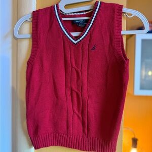 Nautica Women's V-Neck Red Sweater Vest